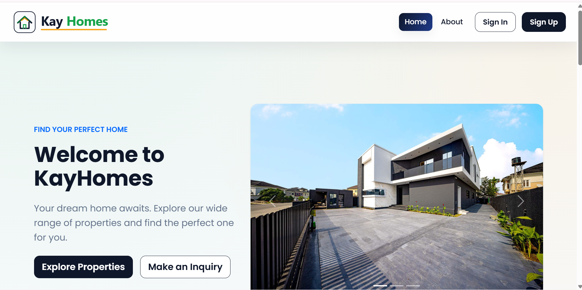 KayHomes project screenshot
